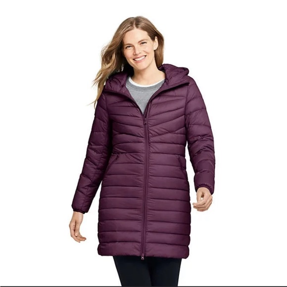 Lands' End Jackets & Coats Lands End Ultralight Packable Long Down Puffer Jacket Coat Small
